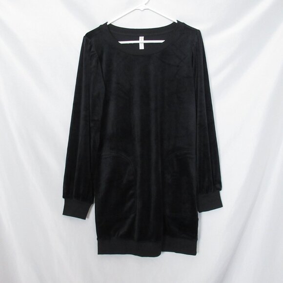 Anthropologie Daily Practice Velvet Puff-Sleeve Dress Black XS - Picture 1 of 11